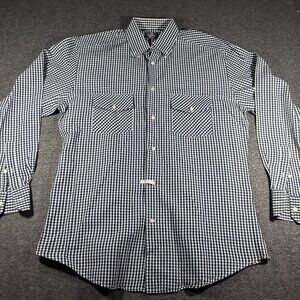 Turrau‎ Mens Button Up Blue Gingham Shirt M India Made Vintage 100% Cotton